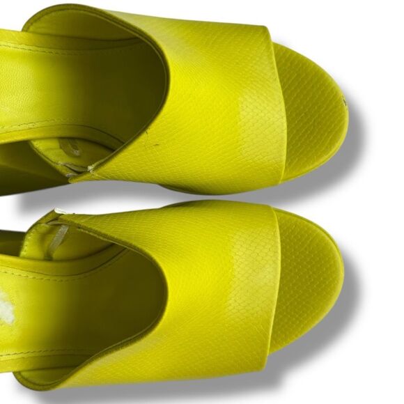 Forever 21 Neon Yellow Faux Snakeskin Platform Block Heel Mule Women’s 7 - Picture 4 of 6